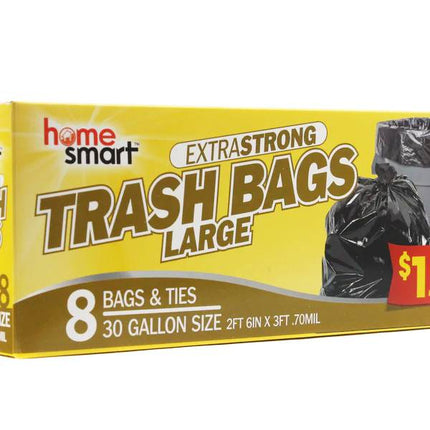 Home Smart Trash bags Large 30gal with Ties 8 bags