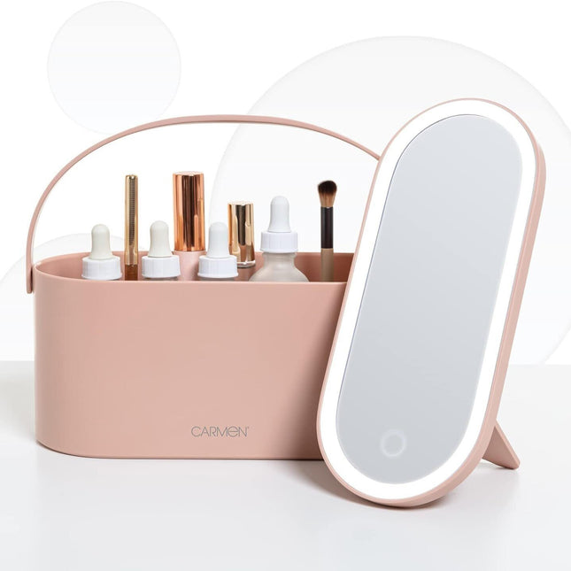 Carmen Vanity Case & LED Mirror Pink