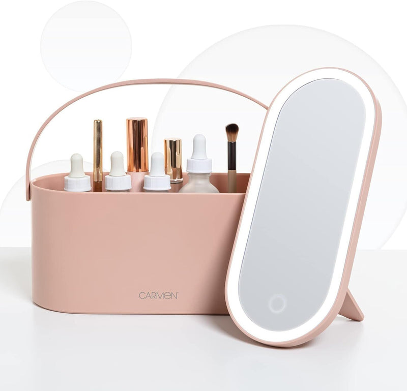 Carmen Vanity Case & LED Mirror Pink