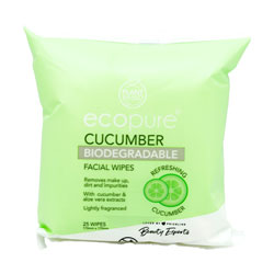 ECOPURE FACIAL WIPES CUCUMBER 25'S