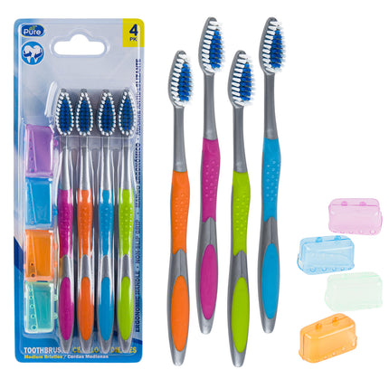 All Pure Toothbrush w/cover Adult 4pk