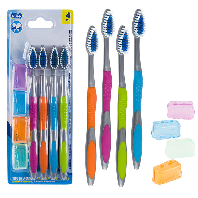 All Pure Toothbrush w/cover Adult 4pk