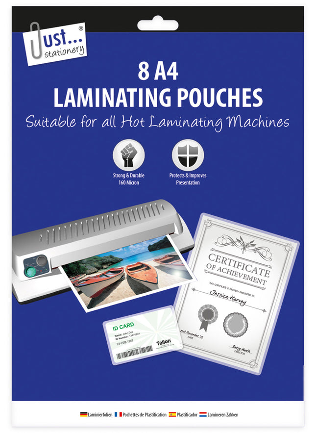 JUST STATIONERY LAMINATING  POUCHES A4