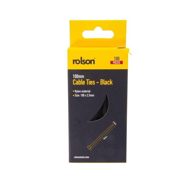 Rolson Cable Ties Black  100mm 100pcs