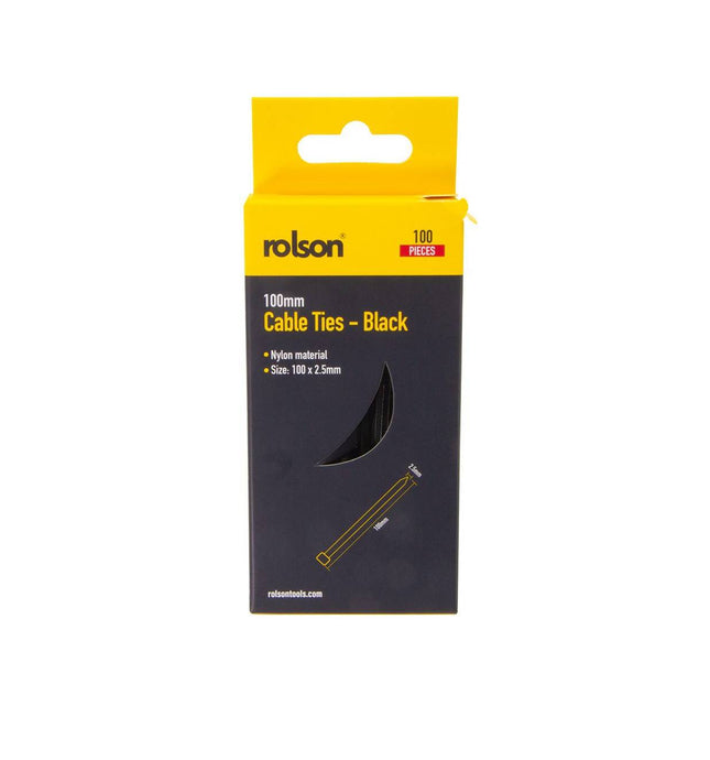 Rolson Cable Ties Black  100mm 100pcs
