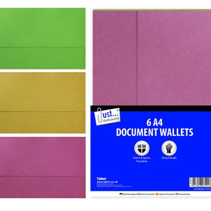 JUST STATIONERY DOCUMENT WALLETS 6 A 4