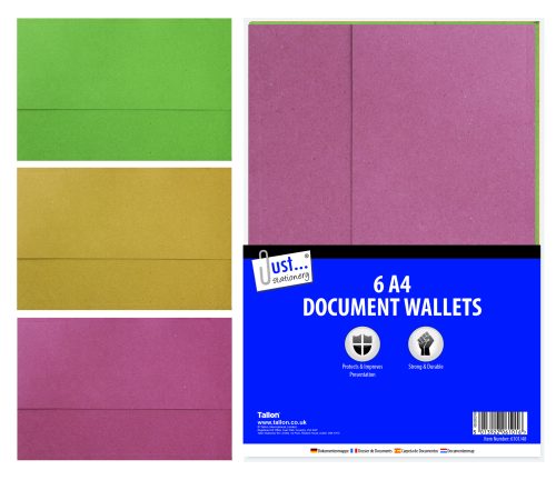 JUST STATIONERY DOCUMENT WALLETS 6 A 4