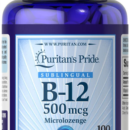 Puritan's Pride B12 Sublingual 500mcg Microlozenges 100's