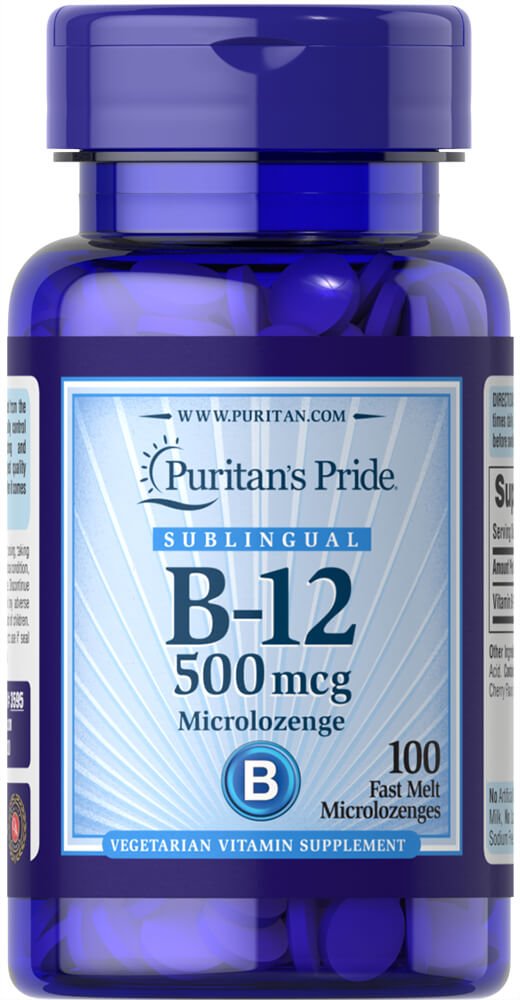 Puritan's Pride B12 Sublingual 500mcg Microlozenges 100's