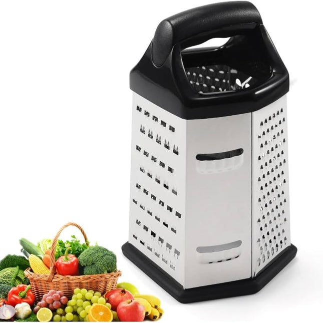 Prima Stainless Steel 6-Sided Cheese Grater 9" 23cm Assorted Colours