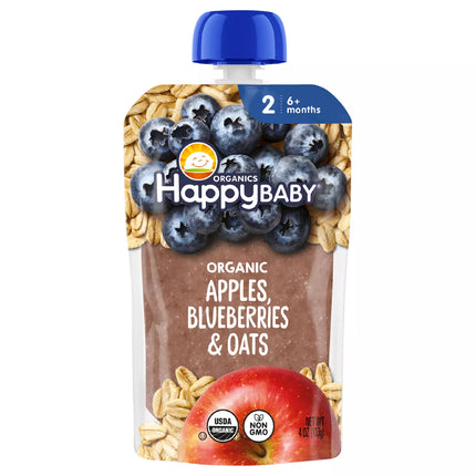 Happy Baby Organics Fruit Oat Pouches Variety Pack 12ct