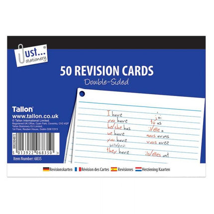 JUST STATIONERY REVISION CARDS DOUBLE SIDED 50 SHEETS