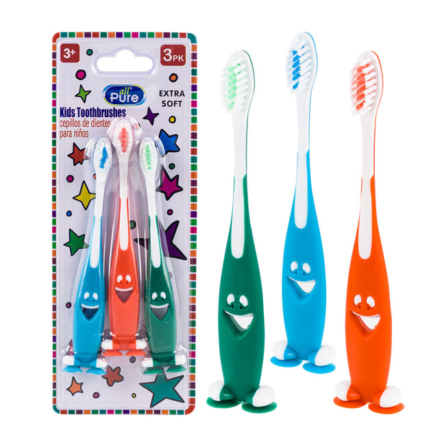 All Pure Kids Toothbrush 3pc With Suction Cup