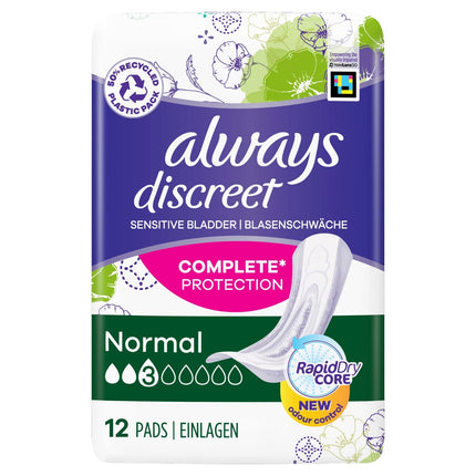 ALWAYS DISCREET PADS NORMAL 12'S