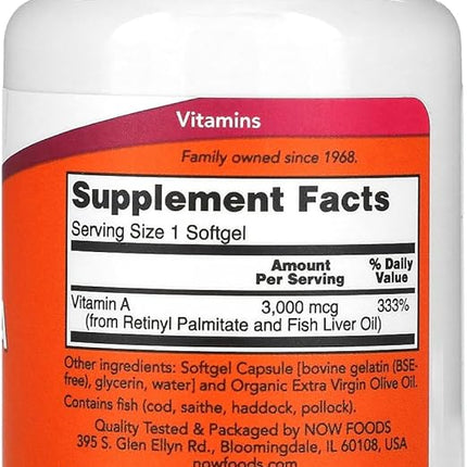 NOW Vitamin A 10000iu Softgels 100's