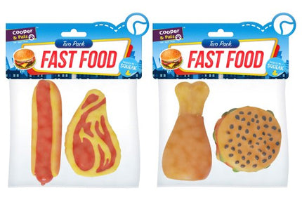 FEATHER AND FUR SQUEAKY FAST FOOD 2 PC