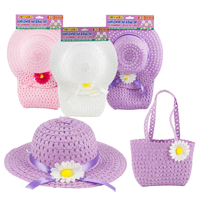 Hat & Bag Set 2Pc W/Flower