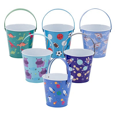 BUCKET 1.1QT TIN W/HANDLE ASSTD -PARTY WORLD