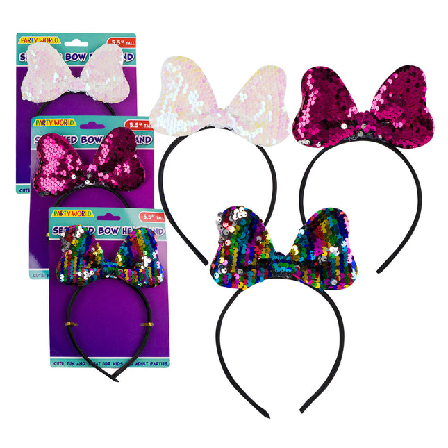 SEQUINED BOW SEQUINED BOW HEADBAND- PARTY WORLD