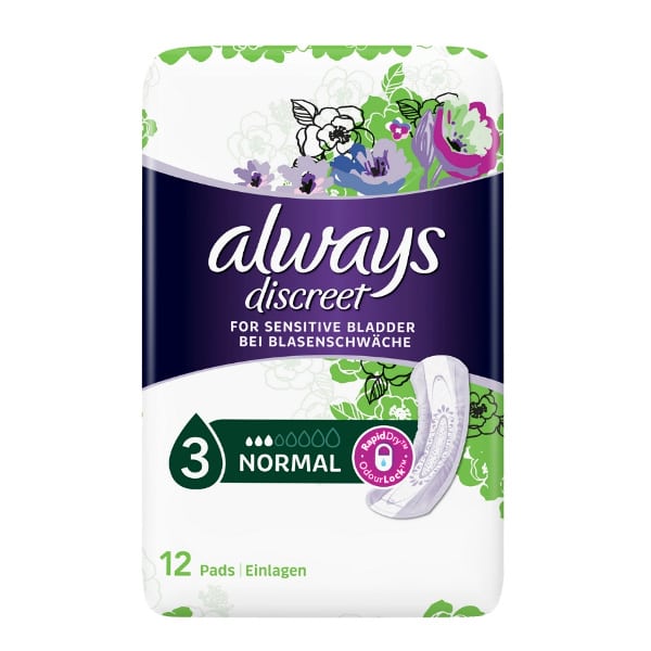 Always Discreet Incontinence Pads Normal 12's