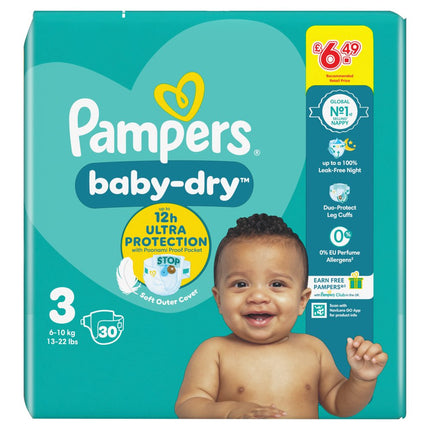 Pampers Baby Dry Taped Size 3 Carry Pack 30's