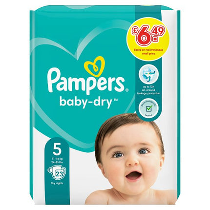 Pampers Baby Dry Taped Size 5 Carry Pack 23's