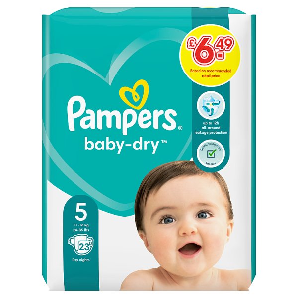 Pampers Baby Dry Taped Size 5 Carry Pack 23's