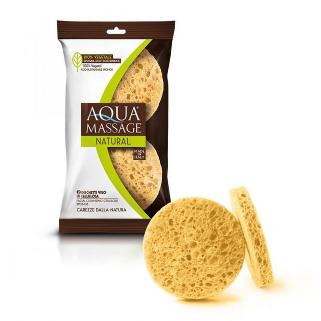 AQUA CELLULOSE FACIAL CLEANSING SPONGE 2PC