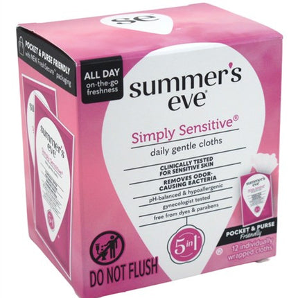 Summer's Eve Simply Sensitive Daily Wash Cloths 12's