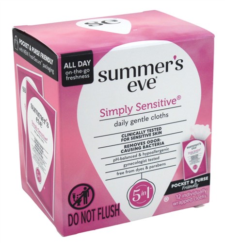 Summer's Eve Simply Sensitive Daily Wash Cloths 12's