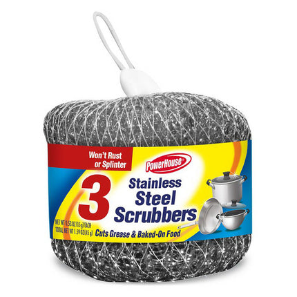 Powerhouse Stainless Steel Scouring Pads 3's