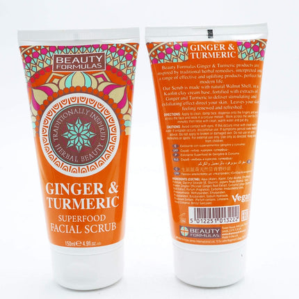 Beauty Formulas Facial Scrub Ginger & Tumeric 150ml