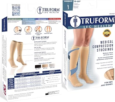 Truform Comp. Stockings Knee Closed Toe 15-20mmHG Medium Beige Men & Women
