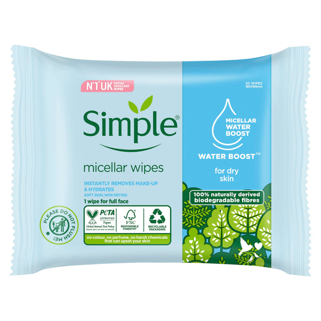 Simple Micellar Wipes 20's
