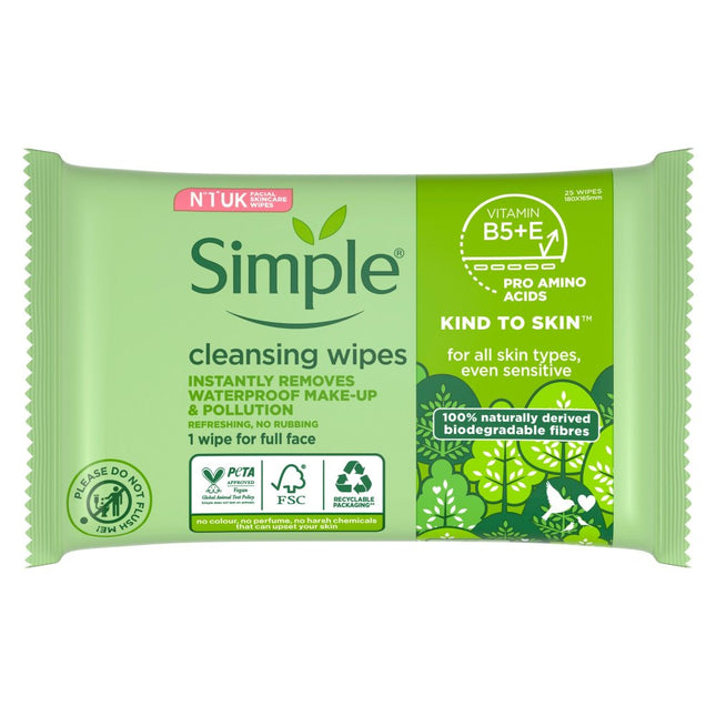 Simple Cleansing Facial Wipes 25's