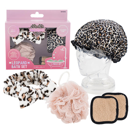 Célavi Leopard Print Bath/Beauty Set 5pc