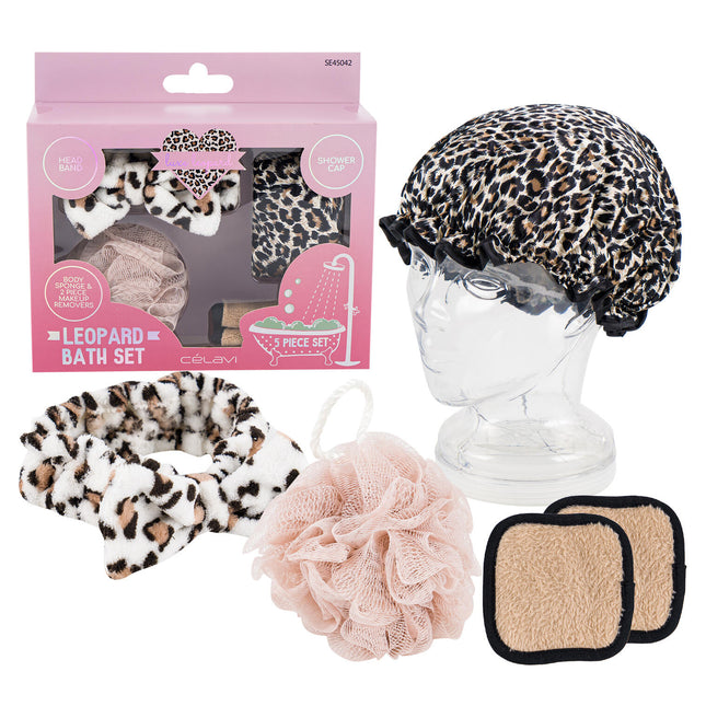 Célavi Leopard Print Bath/Beauty Set 5pc