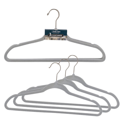 Simply Home Velvet Hangers Grey 3pk