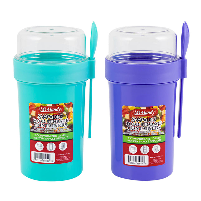 Mr.Handy Snap & Lock food Storage Cup w/Spork 26oz