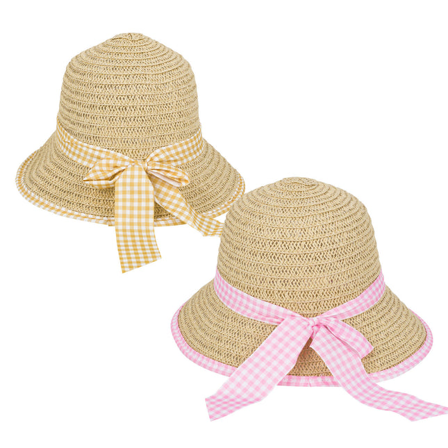 Kids Straw Hat w/Bow One Size