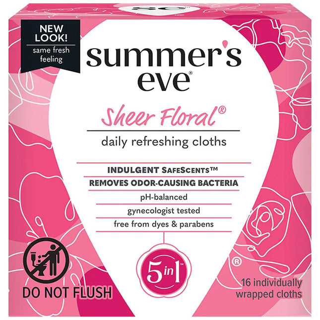 Summer's Eve Sheer Floral Refreshing Cloths 5 in 1  12pk