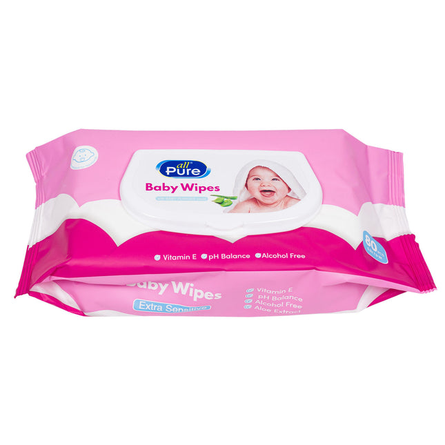 All Pure Baby Wipes Pink 80ct