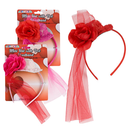 Headband W/ Hat & Lace 3 Asst 6"