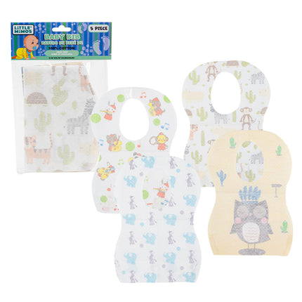 BIB 14" 5 PCS PRINTED ANIMALS