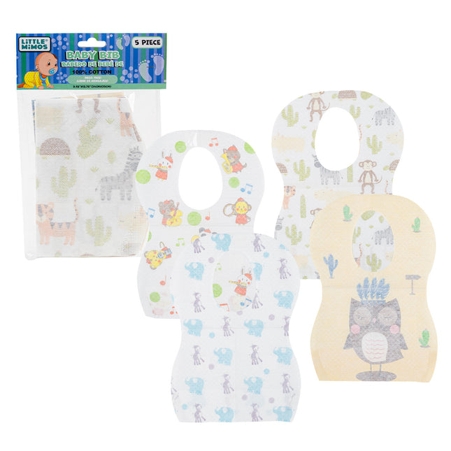 BIB 14" 5 PCS PRINTED ANIMALS