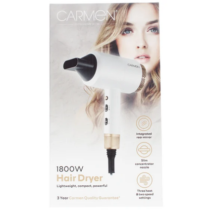 Carmen 1800W Pro Hairdryer White