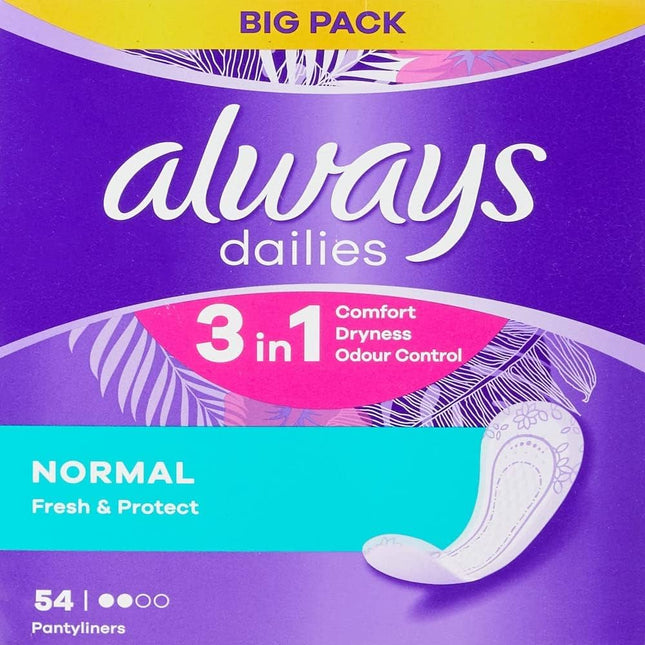 Always Dailies Panty Liners Normal 54pk