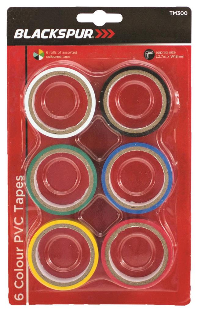 Blackspur PVC Tape Rolls 6's