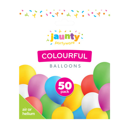 Jaunty Asst Colorful Balloons 50pk