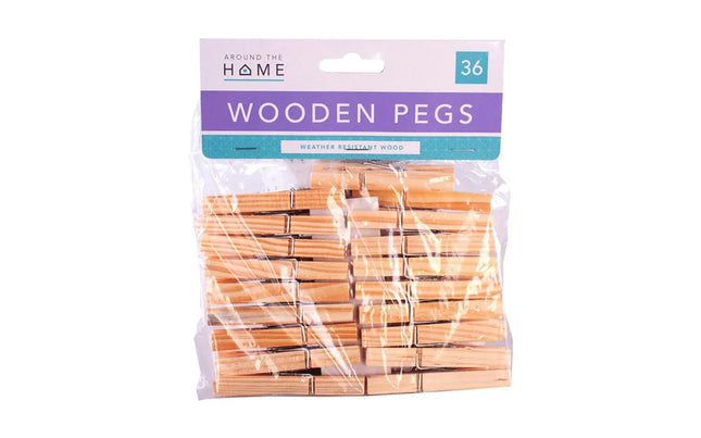 Around The Home Wooden Pegs 36pk